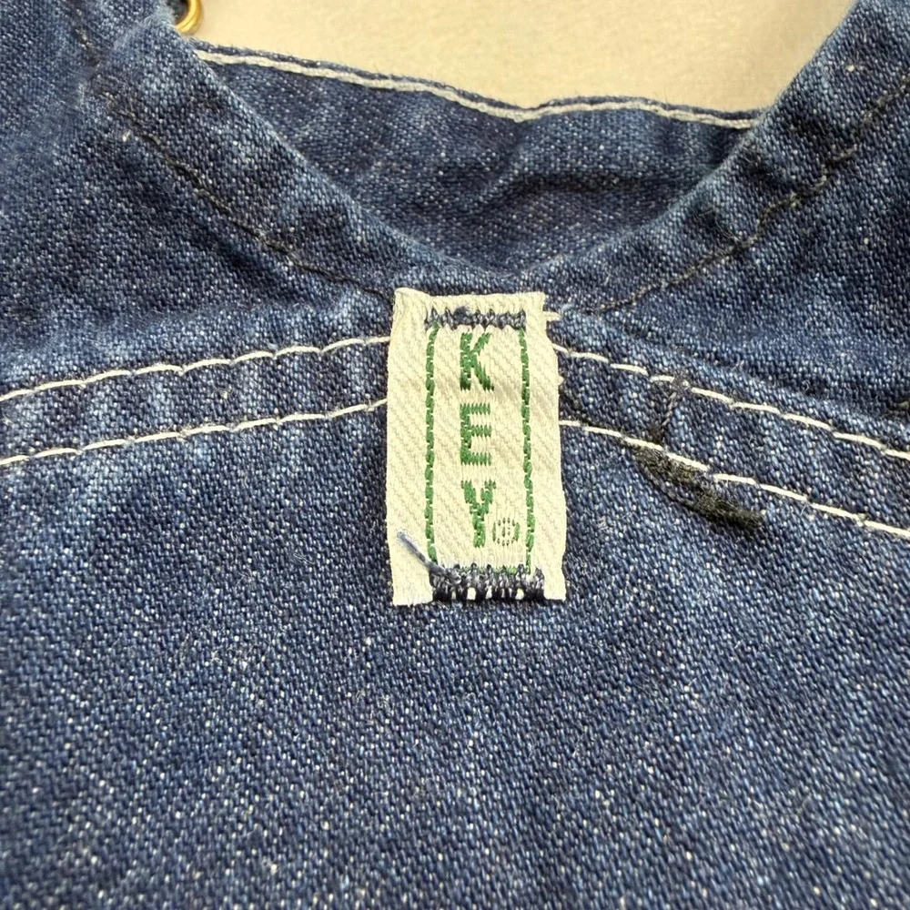 Key Imperial Mens Denim Bib Overalls Indigo Blue Workwear 44x28 FS 2557 Cotton